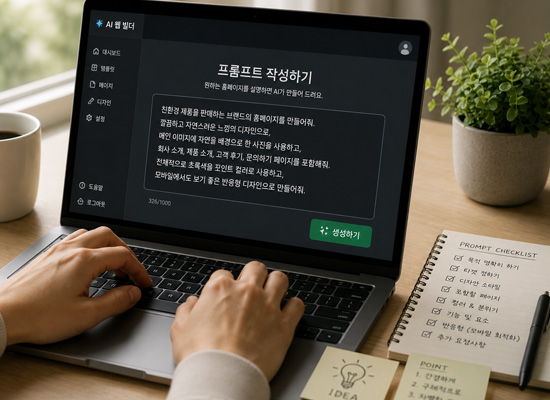 프롬프트를 작성하는 모습